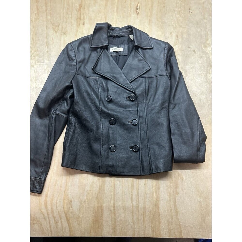 Valerie Steven’s Women’s Leather Zip Jacket S black Moto Grunge Goth Short